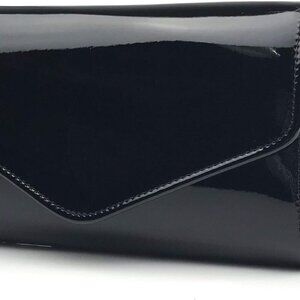 Glossy Envelope Evening Clutch Faux Patent Leather Women Chain Shoulder Bag Soli